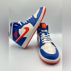 Nike Air Jordan 1 Mid Knicks Wheaties Royal Blue-Orange Mens [FD1029-400] | 10.5